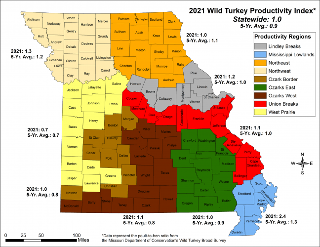 Wild Turkey Productivity Index 2021 Map