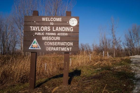 Taylors Landing River Access sign
