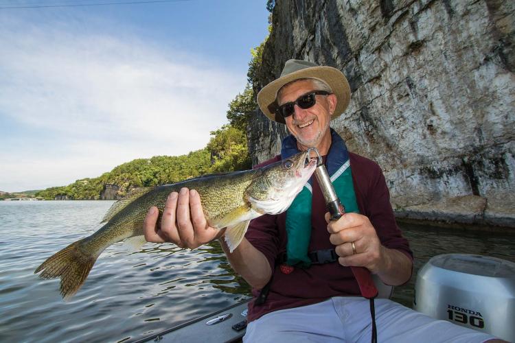 An angler uses a crankbait lur, which is a good option for areas where traditional lures snag.