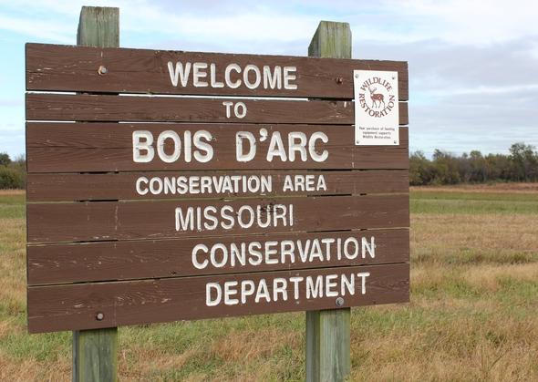 Bois D'Arc Conservation Area sign