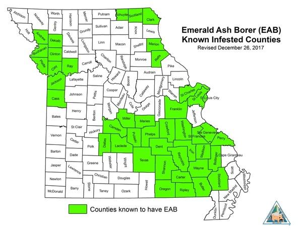 Map of EAB in Missouri