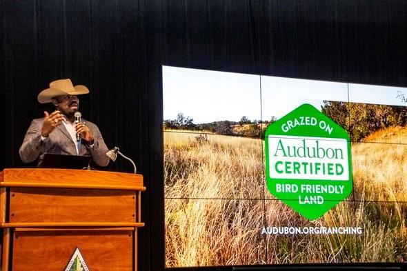 Marshal Johnson speaks to the summit for Audubon Conservation Ranching in Kansas City.