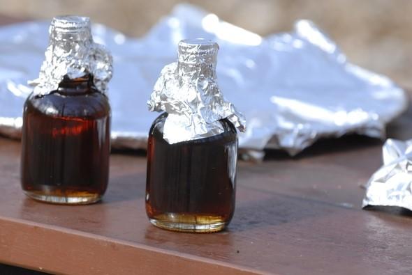 two bottles of maple sugar