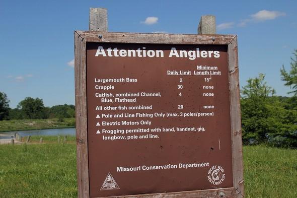 An fishing information sign at Amarugia Lake.