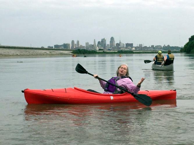 woman kayaking on Missouri River