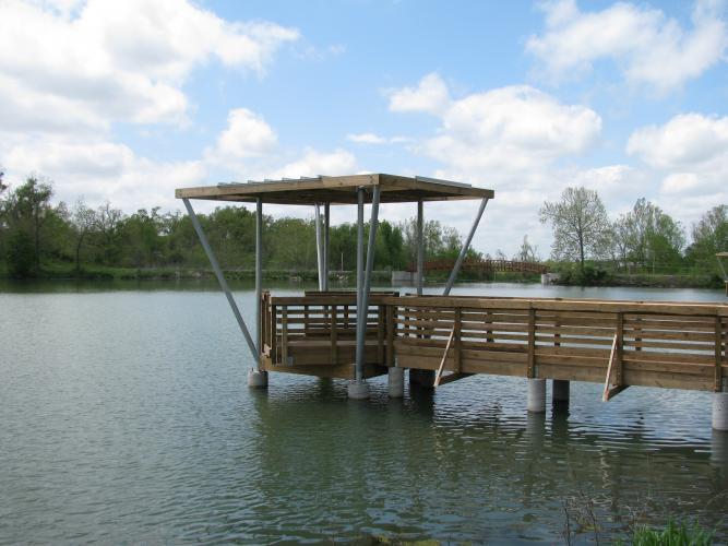 Fishing dock at Watershed Committee of the Ozarks (Valley Water Mill Lake)