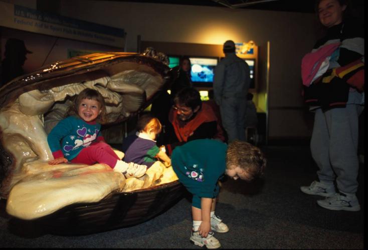 Children playing in Lost Valley Hatchery exhibits