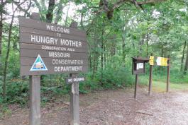 Hungry Mother Conservation Area, area sign near parking lot