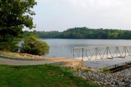 Rocky Fork Lakes CA, ramp to fishing dock at north side of Rocky Fork Lake