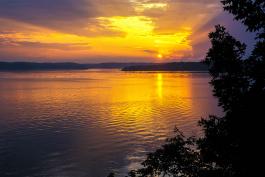 Sun set over a lake