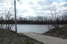 View looking down boat ramp at Brunswick Access with Grand River beyond