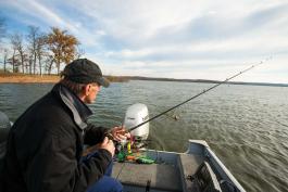 Walleye fisherman on Stockton Lake.