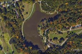 Aerial view of St Louis County (Bee Tree Park Lake)
