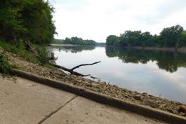 Boat ramp at Osage-Tavern access with view south of Osage River in background