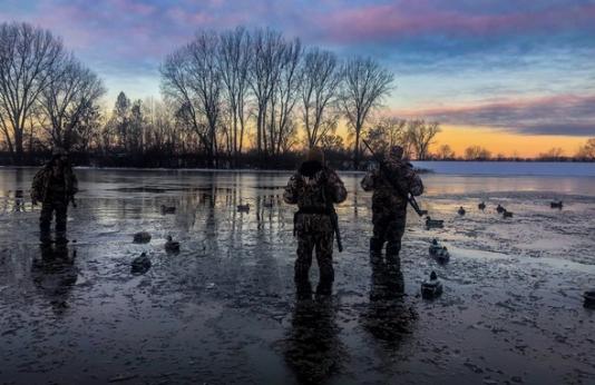 Waterfowl hunters at dawn.