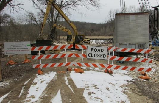 road closed signs at Peno Creek bridge
