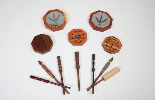 a selection of five turkey calls
