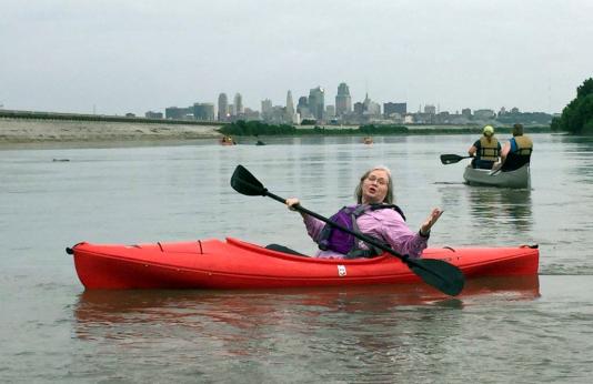 woman kayaking on Missouri River