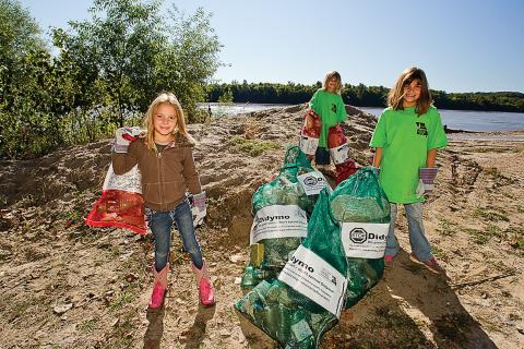 Kids doing river cleanup