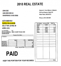 Sample Real Estate Tax Receipt