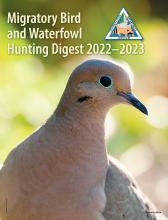 Cover of Migratory Bird and Waterfowl Hunting Digest 2022-2023 featuring a mourning dove.